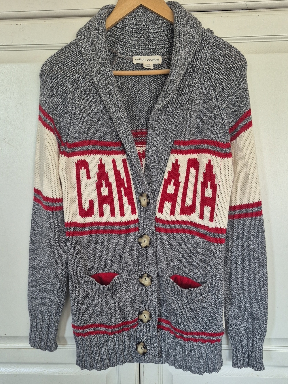 Cotton Country Shawl Collar Canada Cardigan Recycled Cotton
